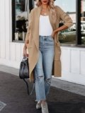 ANRABESS Women’s Casual Long Sleeve Draped Open Front Knit Pockets Long Cardigan Jackets Sweater