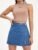 WDIRARA Women’s High Waisted A-Line Button Wrap Denim Jean Skirt Mini Skirt